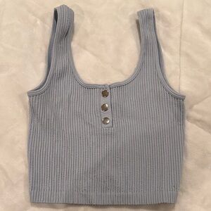 Stylish Ribbed Button-Front Crop Top